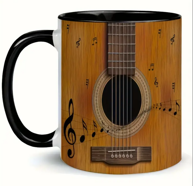 Guitar-Themed Ceramic Coffee Mug – 11oz