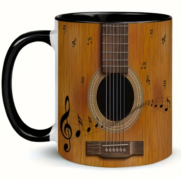 Guitar-Themed Ceramic Coffee Mug – 11oz