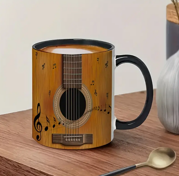 Guitar-Themed Ceramic Coffee Mug – 11oz